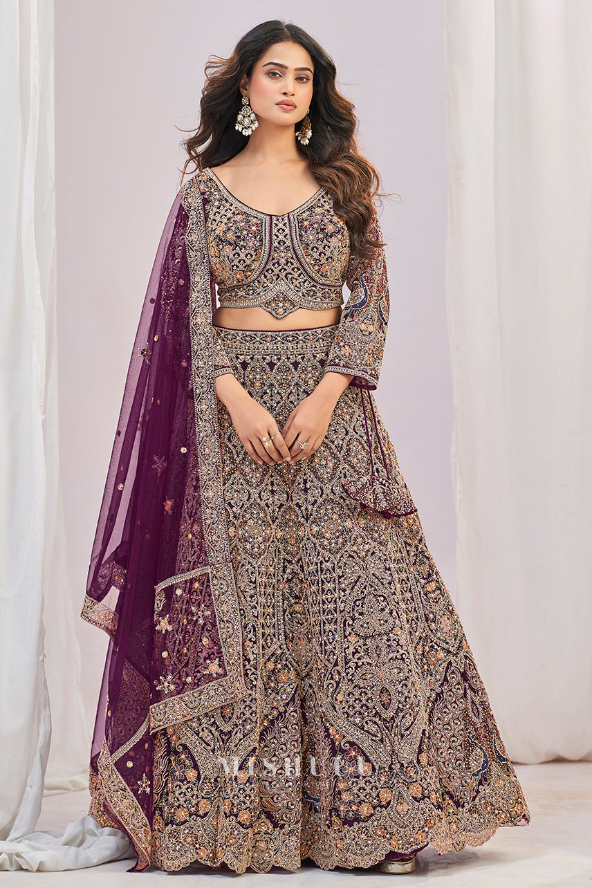 Regal Plum Heritage Lehenga
