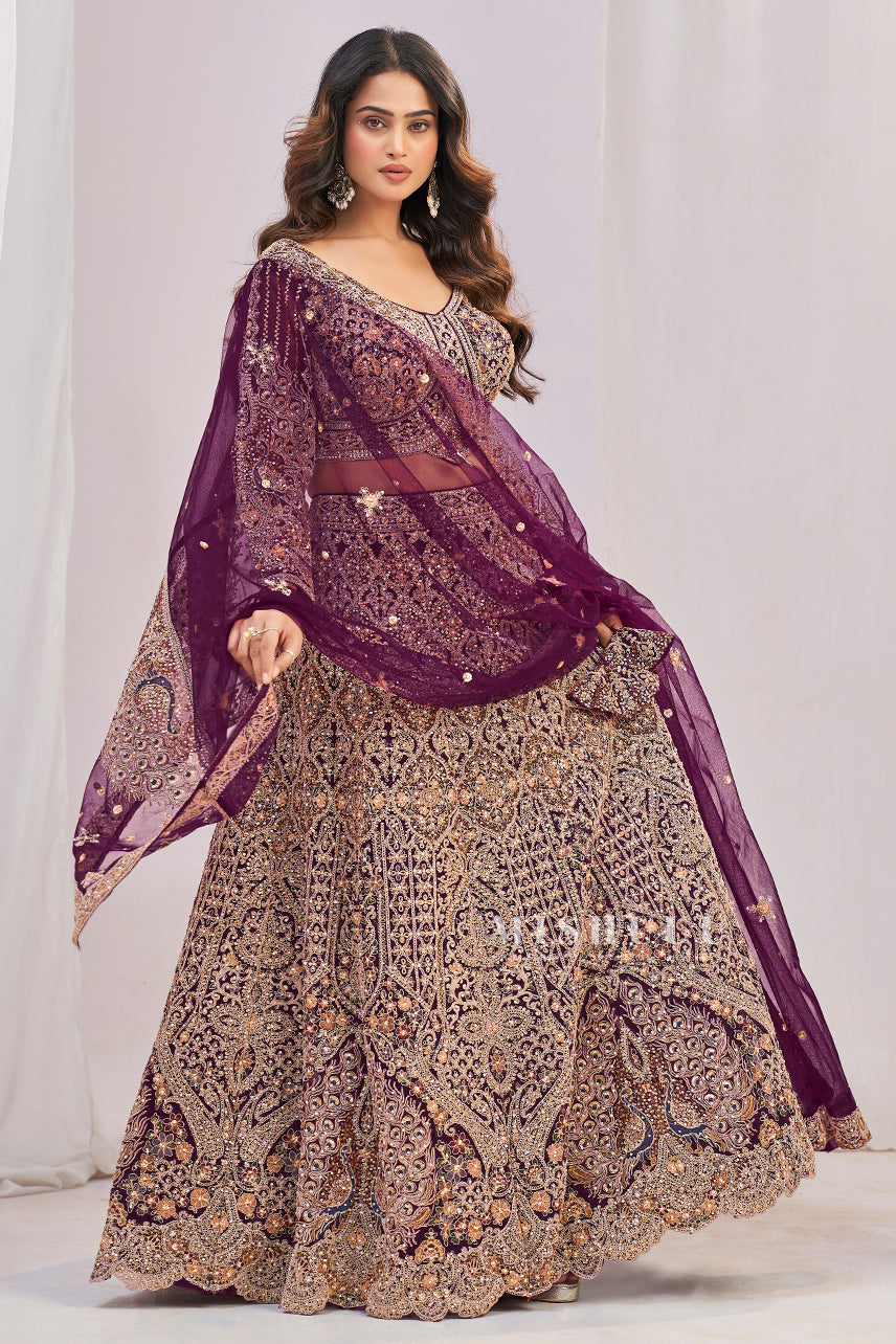 Regal Plum Heritage Lehenga