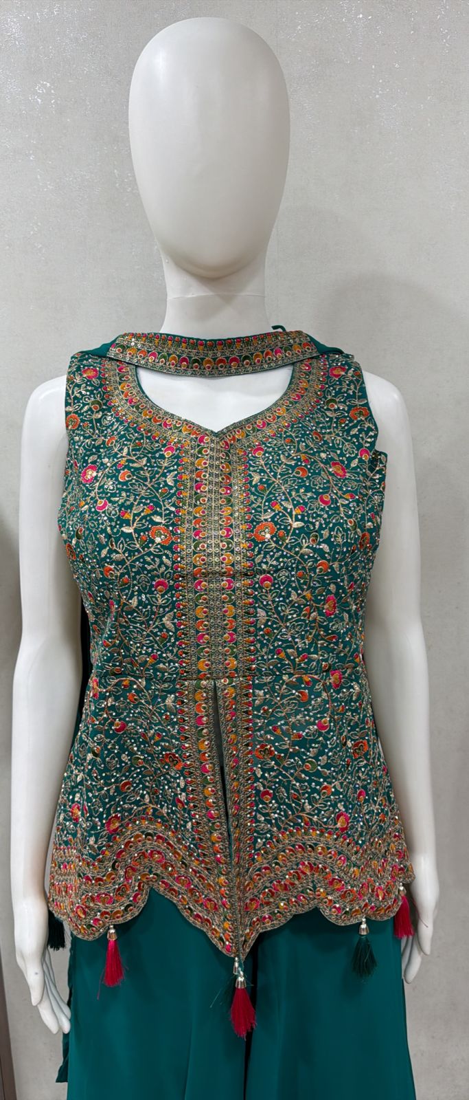 Emerald Embroidered Sharara Set