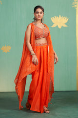 Tangerine Mirror Embroidered Lehenga Skirt Set – Vibrant Fusion of Energy and Elegance