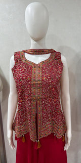 Ruby Embroidered Sharara Set