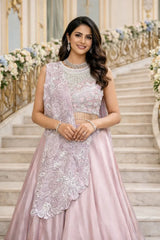 Blush Pink Embroidered Lehenga Choli Set - MishUUU