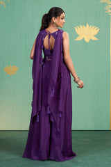 Royal Purple Embroidered Sharara Set – Regal Opulence with a Modern Silhouette