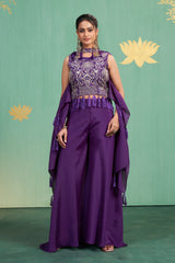 Royal Purple Embroidered Sharara Set – Regal Opulence with a Modern Silhouette