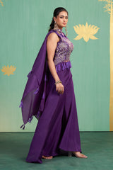 Royal Purple Embroidered Sharara Set – Regal Opulence with a Modern Silhouette