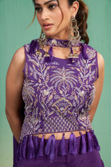 Royal Purple Embroidered Sharara Set – Regal Opulence with a Modern Silhouette