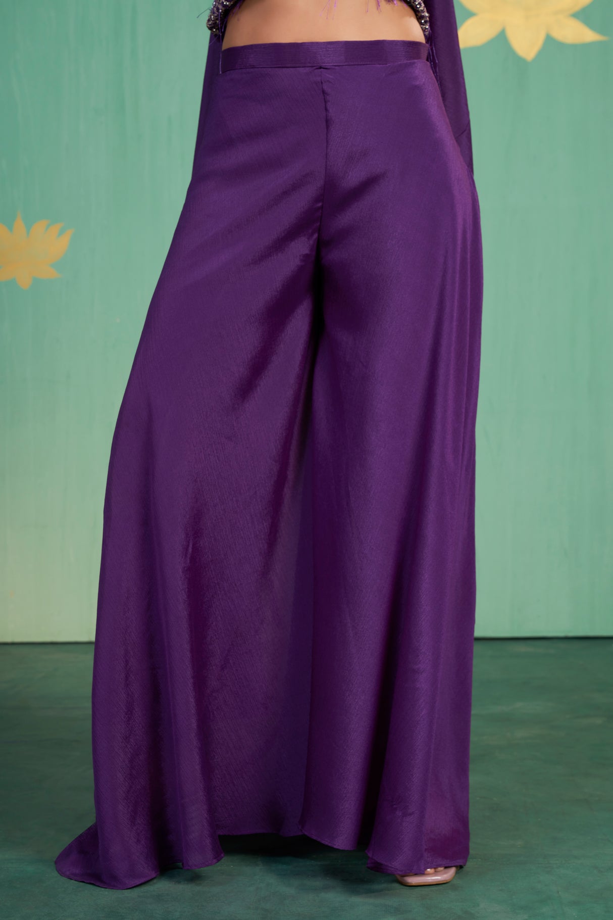 Royal Purple Embroidered Sharara Set – Regal Opulence with a Modern Silhouette