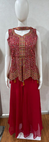 Ruby Embroidered Sharara Set