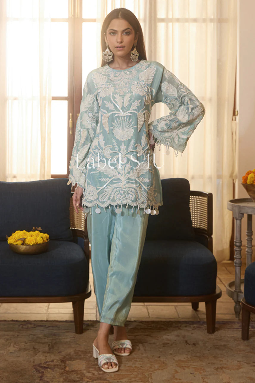 Powder Blue Embroidered Kurta Set