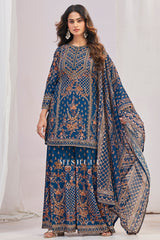 Navy Eden Printed Sharara Set
