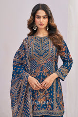 Navy Eden Printed Sharara Set