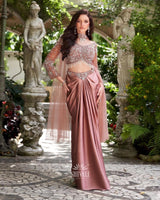 Rose Mauve Drape Saree Gown