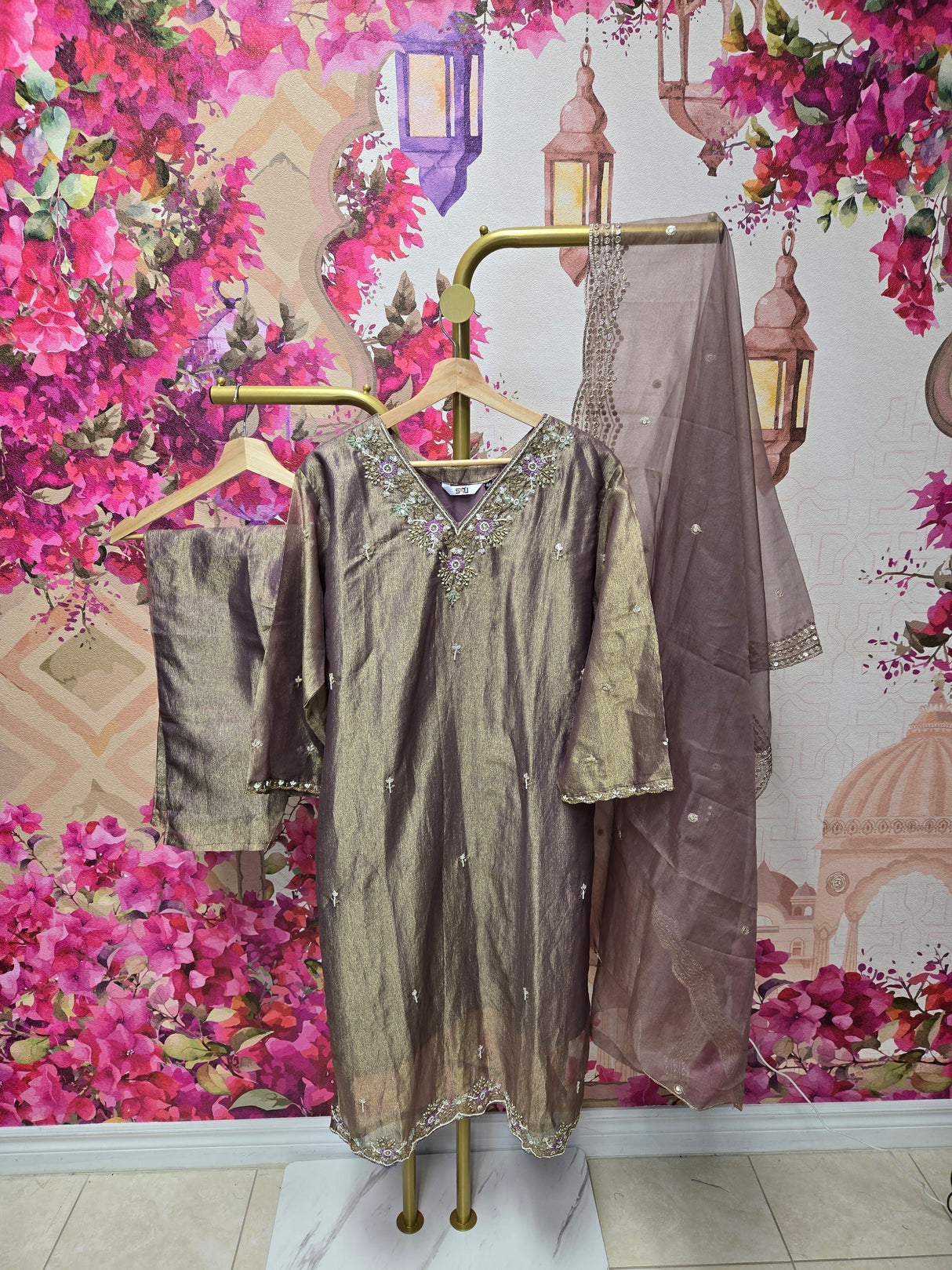 Bronze Shimmer Suit with Dupatta