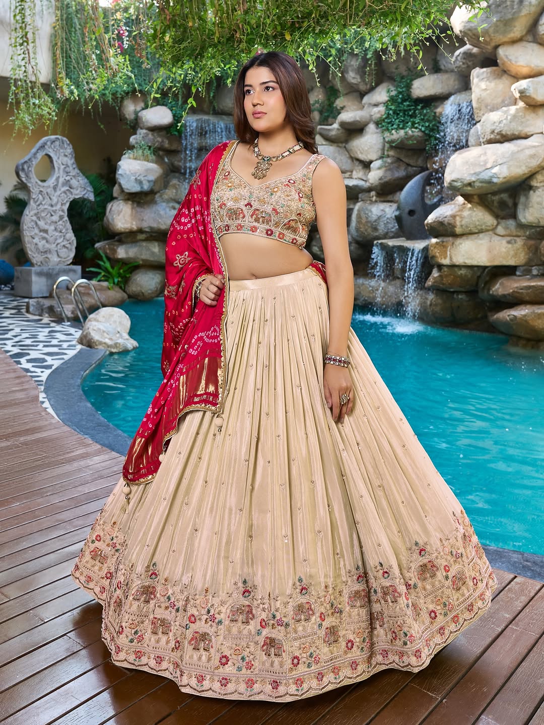 Champagne Ruby Heritage Lehenga Set (12-15 Days Delivery)
