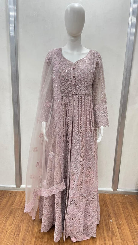 Blush Lace Anarkali Dupatta Set