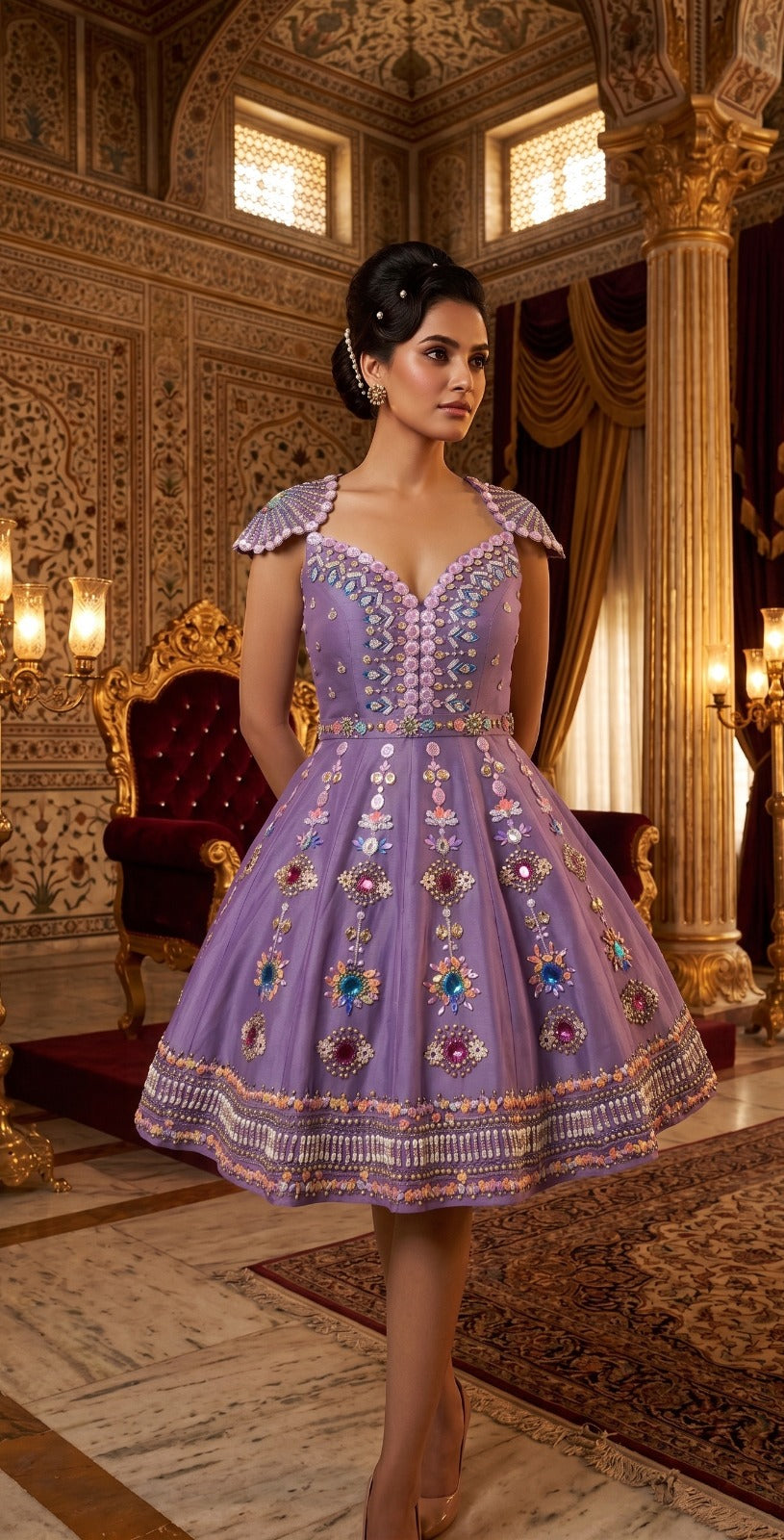 Lavender Jewel Embellished Couture Frock (Delivery 40-45 days) – MishUUU