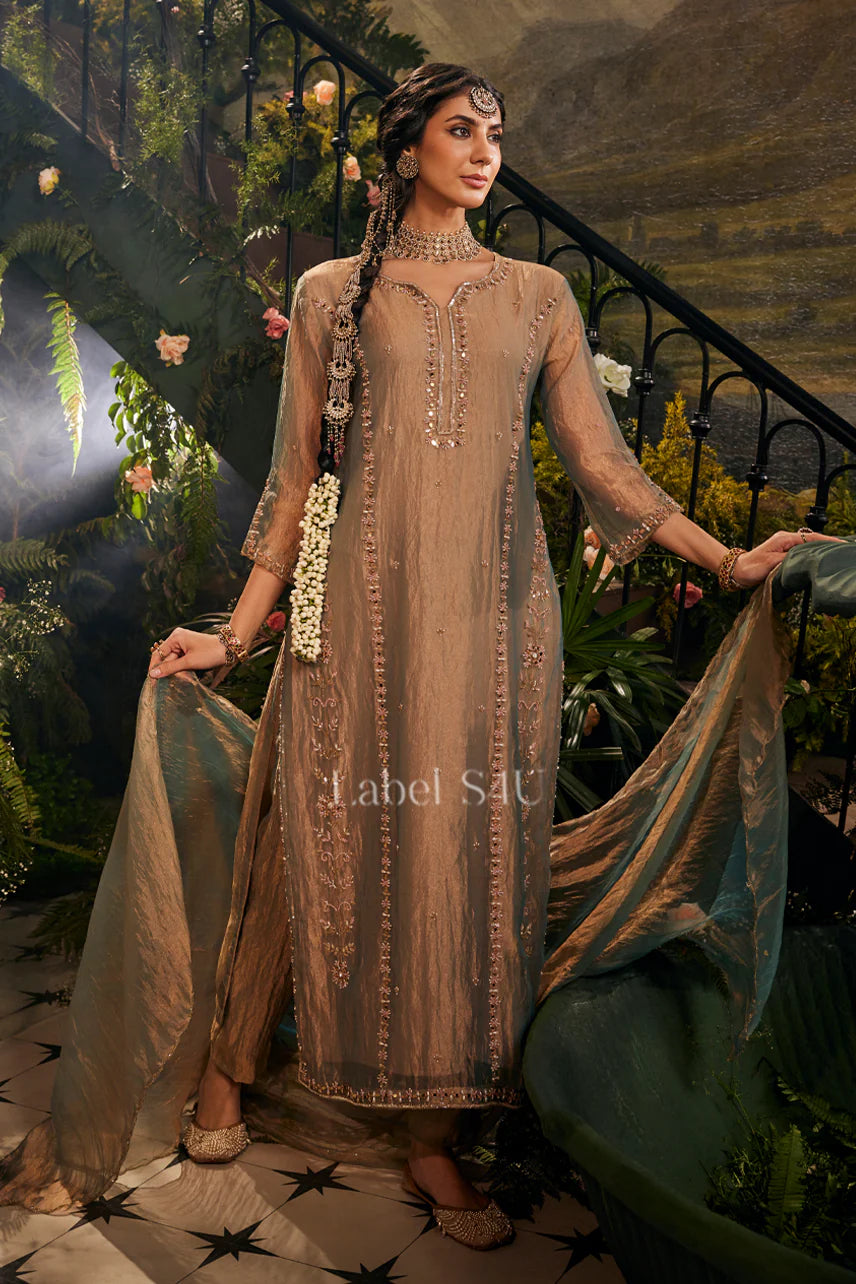 Bronze Zari Embroidered Luxe Kurta Set