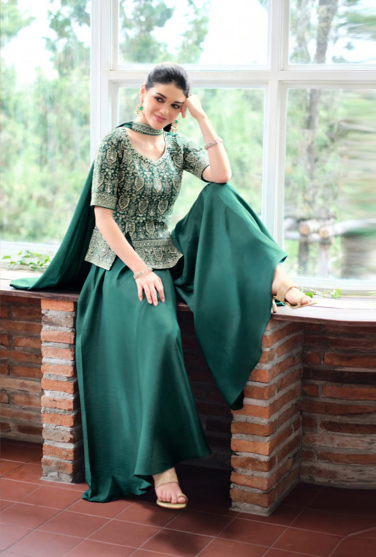 Emerald Zari Embroidered Sharara Set