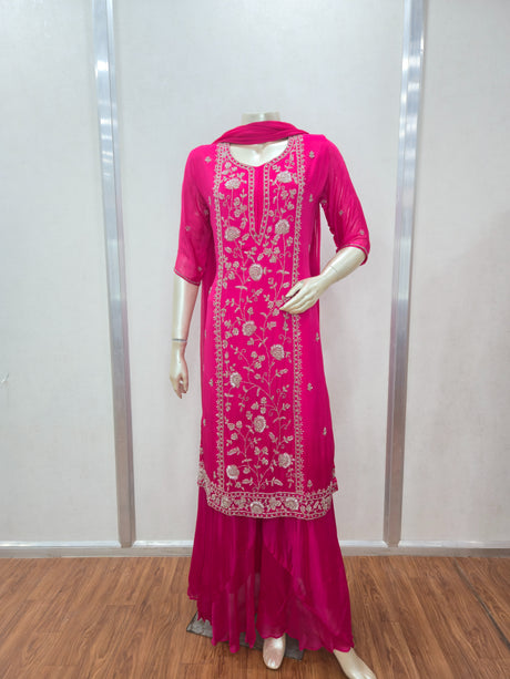 Rani Noor Embroidered Sharara Set – A Vision of Vibrance and Grace