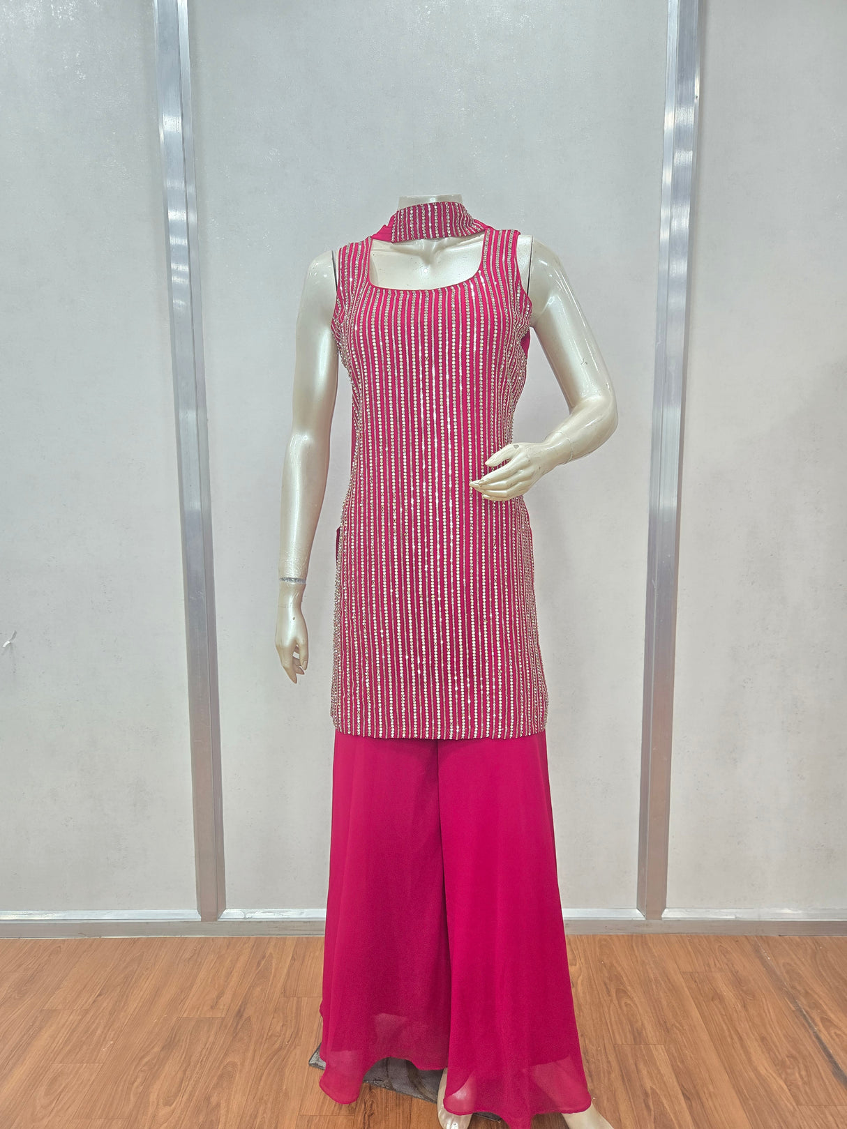 A vibrant mirror-striped festive set designed to sparkle at every celebration