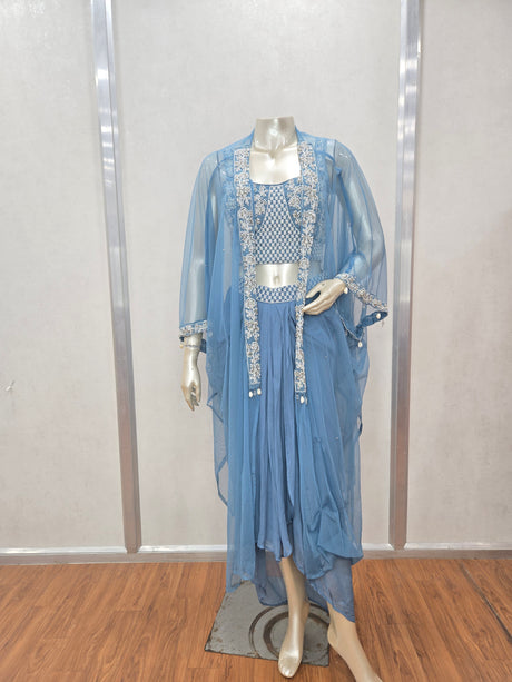 Azure Whisper Ensemble – Sheer Elegance in Sky Blue Layers