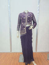 Midnight Constellation Drape Set – A Starlit Symphony in Royal Purple