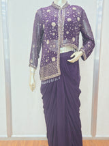 Midnight Constellation Drape Set – A Starlit Symphony in Royal Purple