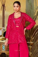 Ruby Red Mirror Work Co-ord Set | Label S4U