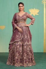 Plum Gold Embroidered Lehenga Choli – Royal Craftsmanship with Timeless Elegance
