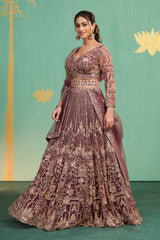 Plum Gold Embroidered Lehenga Choli – Royal Craftsmanship with Timeless Elegance