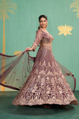 Plum Gold Embroidered Lehenga Choli – Royal Craftsmanship with Timeless Elegance