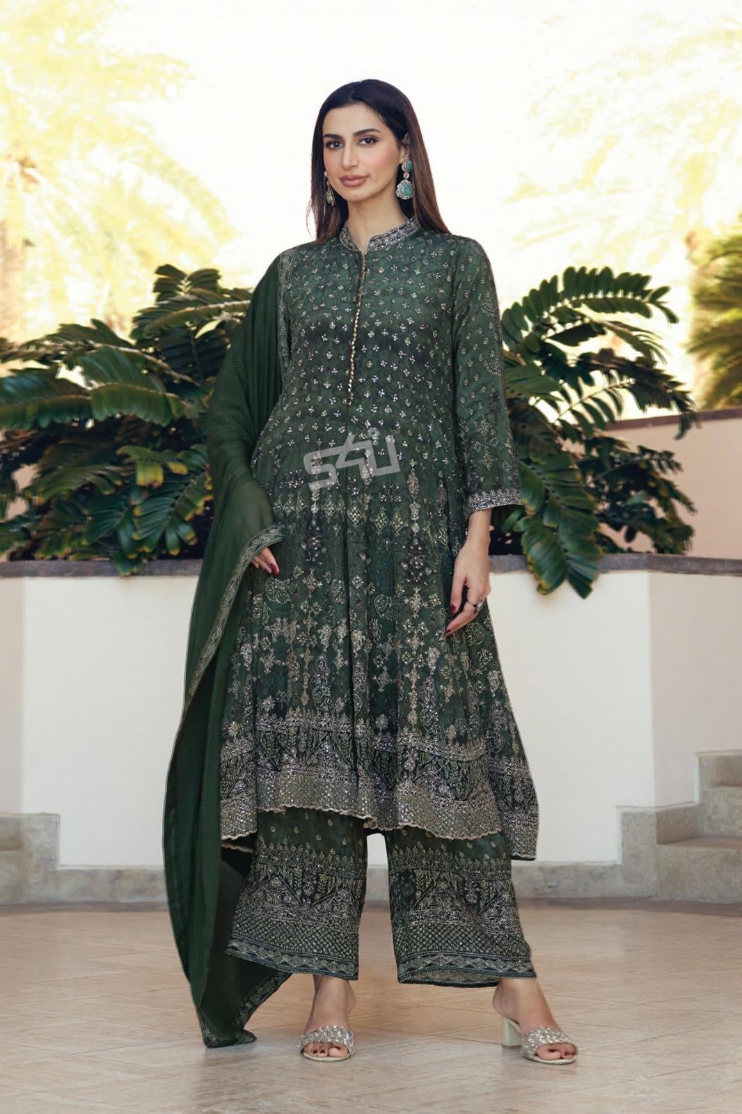 Green Printed Kurta & Pant Set | Label S4U