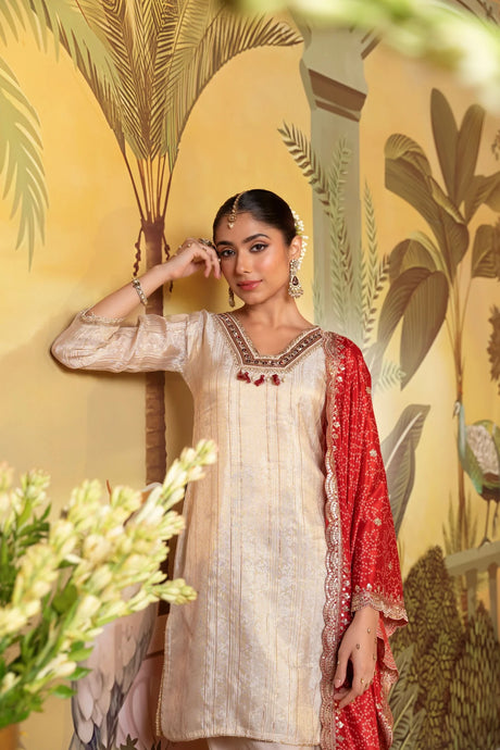 Ivory & Crimson Grace Suit Set | Label S4U