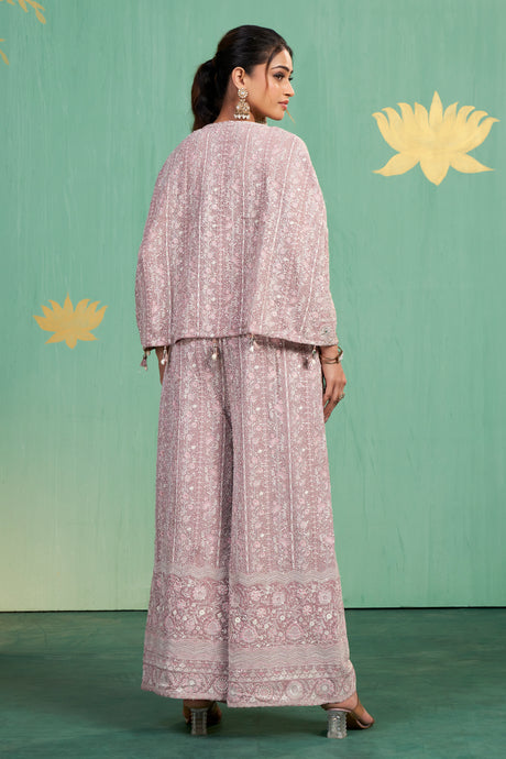 Dusty Rose Embroidered Co-Ord Set – Modern Elegance with Subtle Indian Detailing