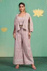 Dusty Rose Embroidered Co-Ord Set – Modern Elegance with Subtle Indian Detailing