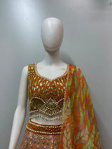Amber Lotus Mirror Lehenga Couture Set