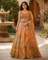 Amber Lotus Mirror Lehenga Couture Set
