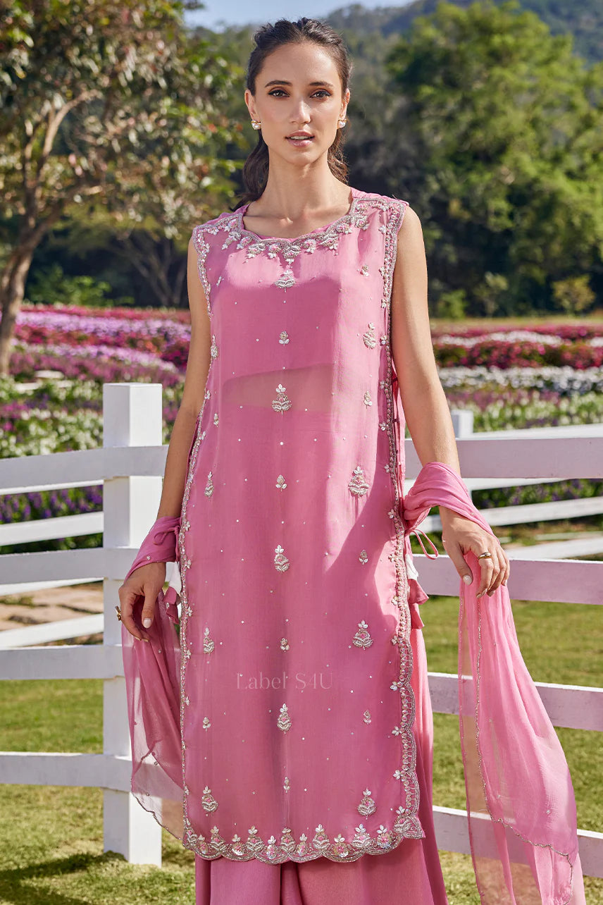 Blush Pearl Embellished Palazzo Set