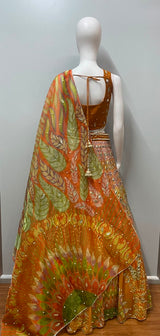 Amber Lotus Mirror Lehenga Couture Set
