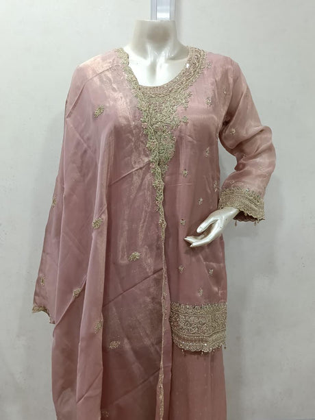 Blush Pearl Embroidered Sharara Festive Ensemble - MishUUU