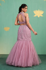 Lilac Sequin Mermaid Lehenga Set – Contemporary Glamour with Ethereal Detailing