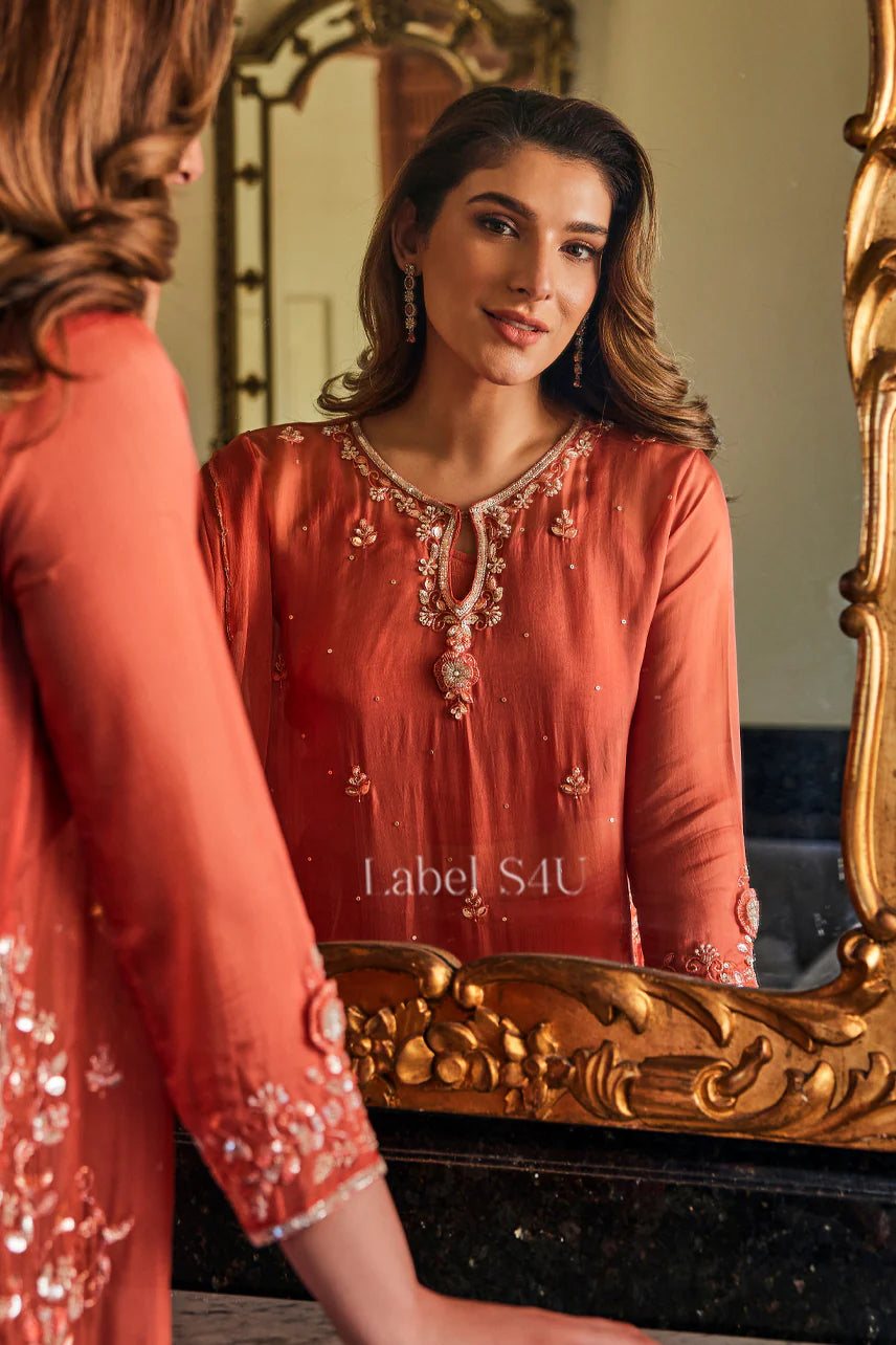 Rust Zari Palazzo Set
