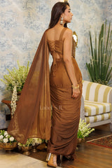 Copper Bronze Corset Saree Set