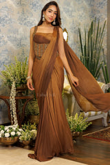 Copper Bronze Corset Saree Set