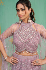 Lilac Sequin Mermaid Lehenga Set – Contemporary Glamour with Ethereal Detailing