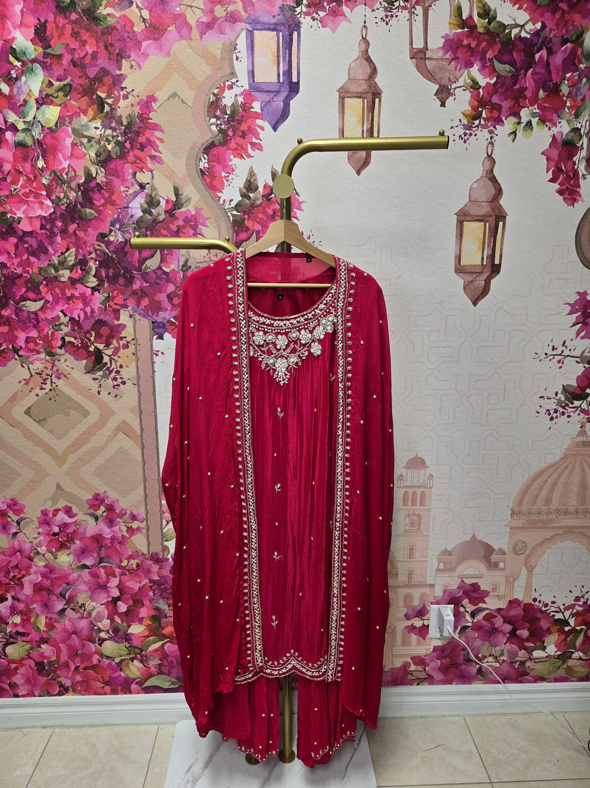 Deep Red Cape Style Suit