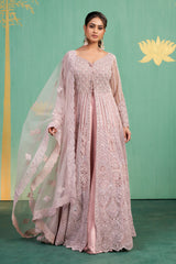 Blush Pink Embroidered Anarkali Gown – Graceful Charm with Luxe Detailing