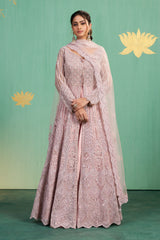 Blush Pink Embroidered Anarkali Gown – Graceful Charm with Luxe Detailing