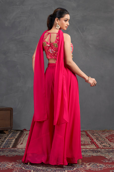 Fuchsia Mirror Work Co-Ord Set – Vibrant Energy Meets Contemporary Craft