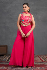 Fuchsia Mirror Work Co-Ord Set – Vibrant Energy Meets Contemporary Craft
